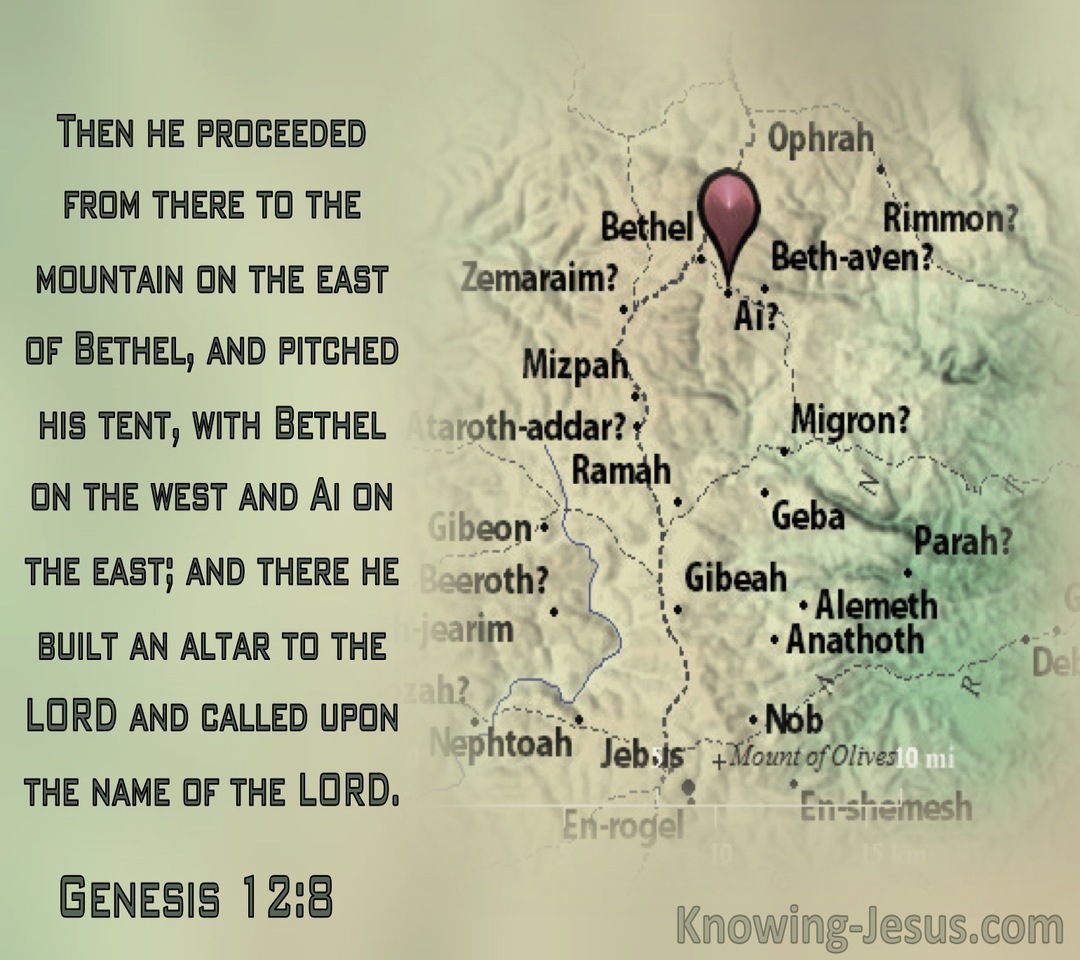 Genesis 12:8 He Pitcheh His Tent With Bethel On The Left (green)